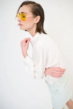 Best KIKISIX CAMICIA OVER COLLO COREANA BIANCO