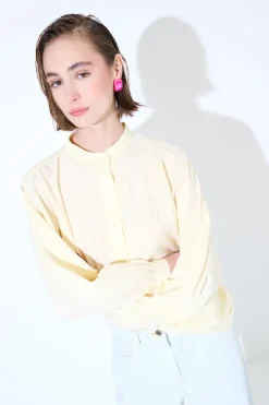 Fashion KIKISIX CAMICIA OVER COLLO COREANA GIALLO