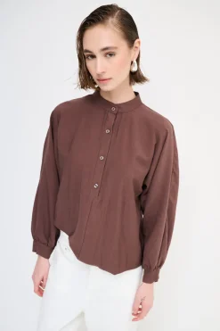 Best KIKISIX CAMICIA OVER COLLO COREANA MORO