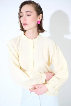 Fashion KIKISIX CAMICIA OVER COLLO COREANA GIALLO