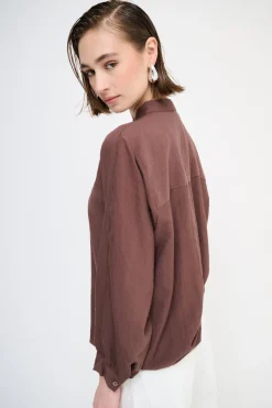 Best KIKISIX CAMICIA OVER COLLO COREANA MORO