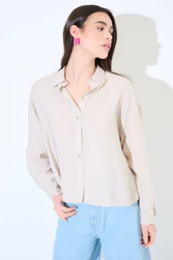 Discount KIKISIX CAMICIA OVER CON PIEGHE DIETRO SAFARI