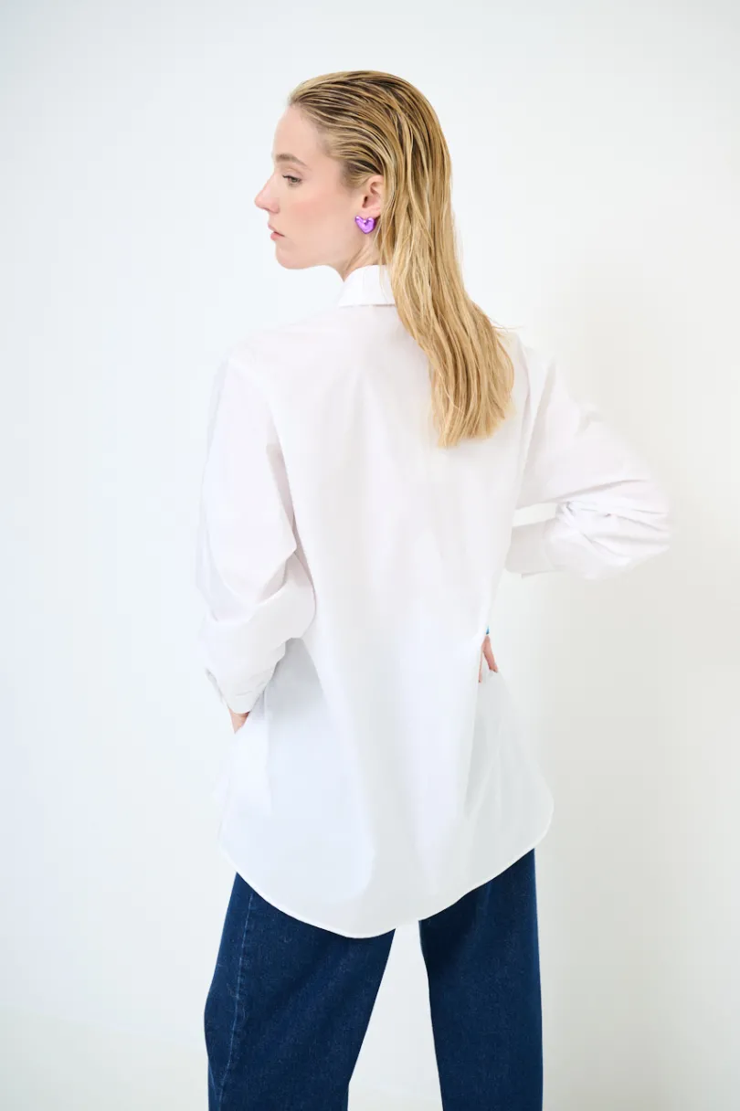 Best KIKISIX CAMICIA OVER COTONE BIANCO