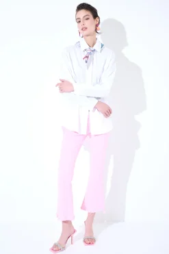 Clearance KIKISIX CAMICIA OVER COTONE CON FOULARD BIANCO