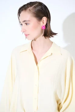 Clearance KIKISIX CAMICIA OVER MANTELLA GIALLO