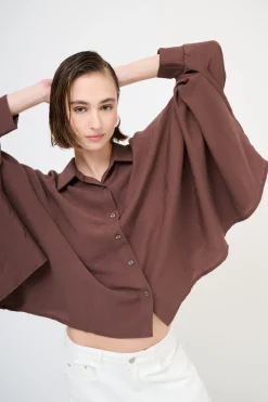 Discount KIKISIX CAMICIA OVER MANTELLA MORO