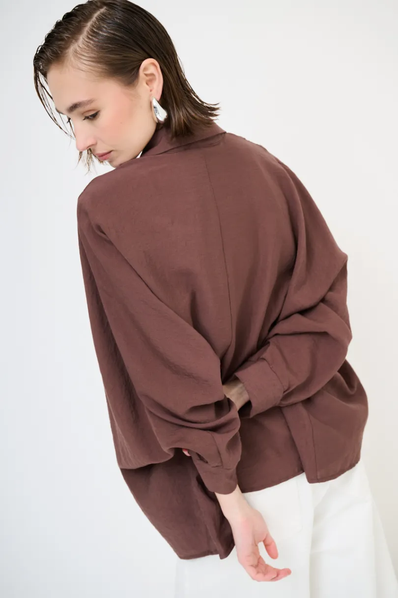 Discount KIKISIX CAMICIA OVER MANTELLA MORO