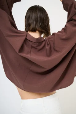 Discount KIKISIX CAMICIA OVER MANTELLA MORO