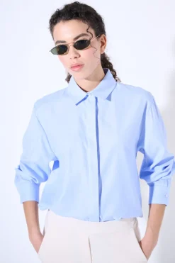 Fashion KIKISIX CAMICIA OXFORD OVER CELESTE