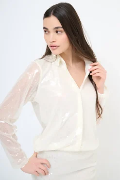 Best KIKISIX CAMICIA PAILLETTES PANNA