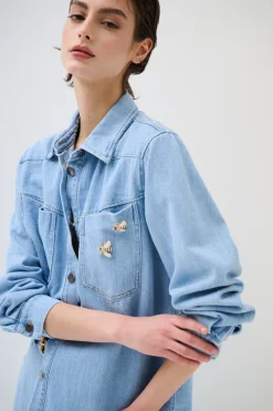 New KIKISIX CAMICIA REGOLARE 2 SPILLE CILIEGIA TASCHINO SX JEANS