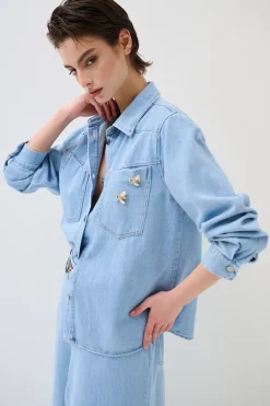 New KIKISIX CAMICIA REGOLARE 2 SPILLE CILIEGIA TASCHINO SX JEANS