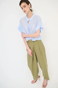 Online KIKISIX CAMICIA VOILE CON NODO RIGA CELESTE