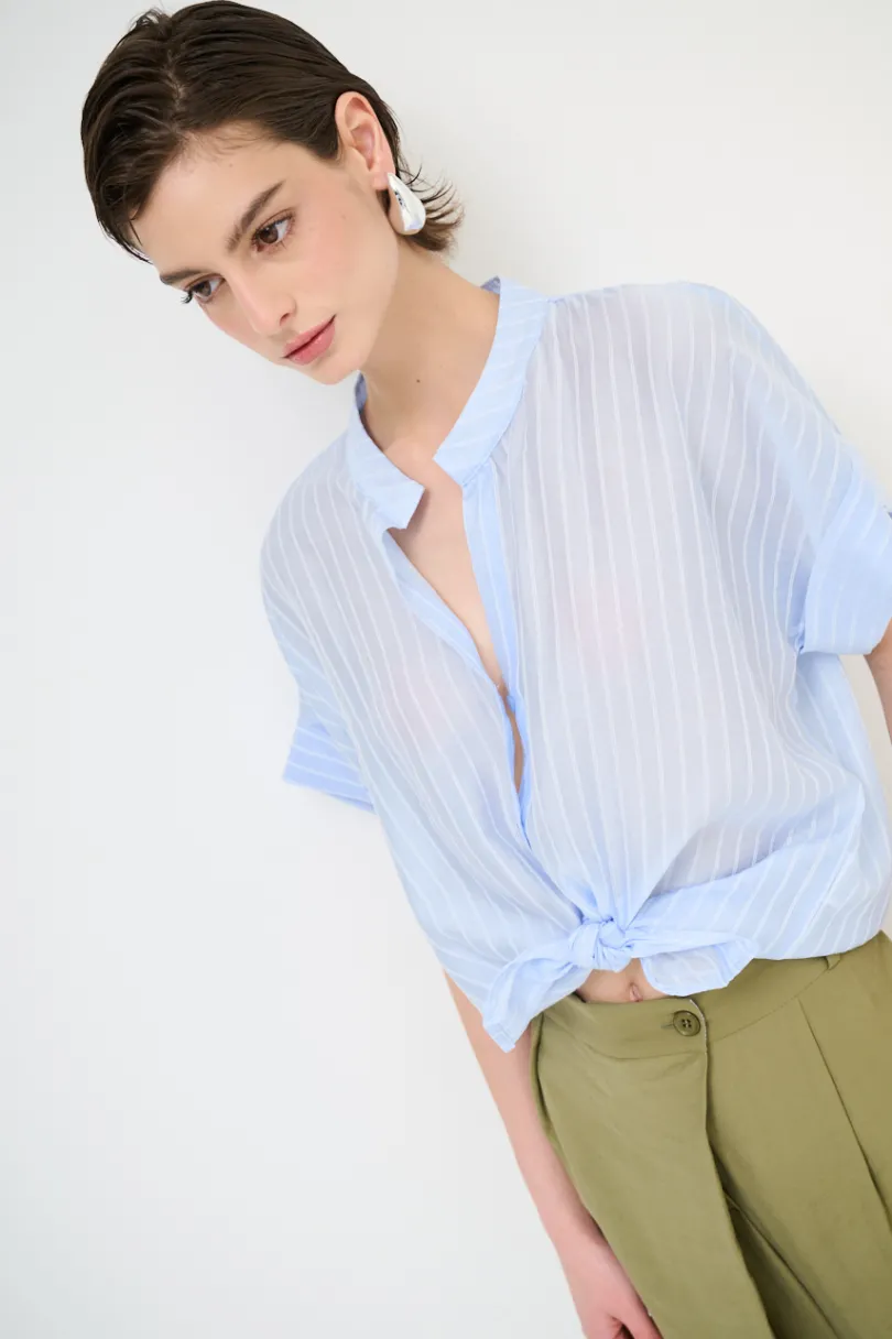 Online KIKISIX CAMICIA VOILE CON NODO RIGA CELESTE