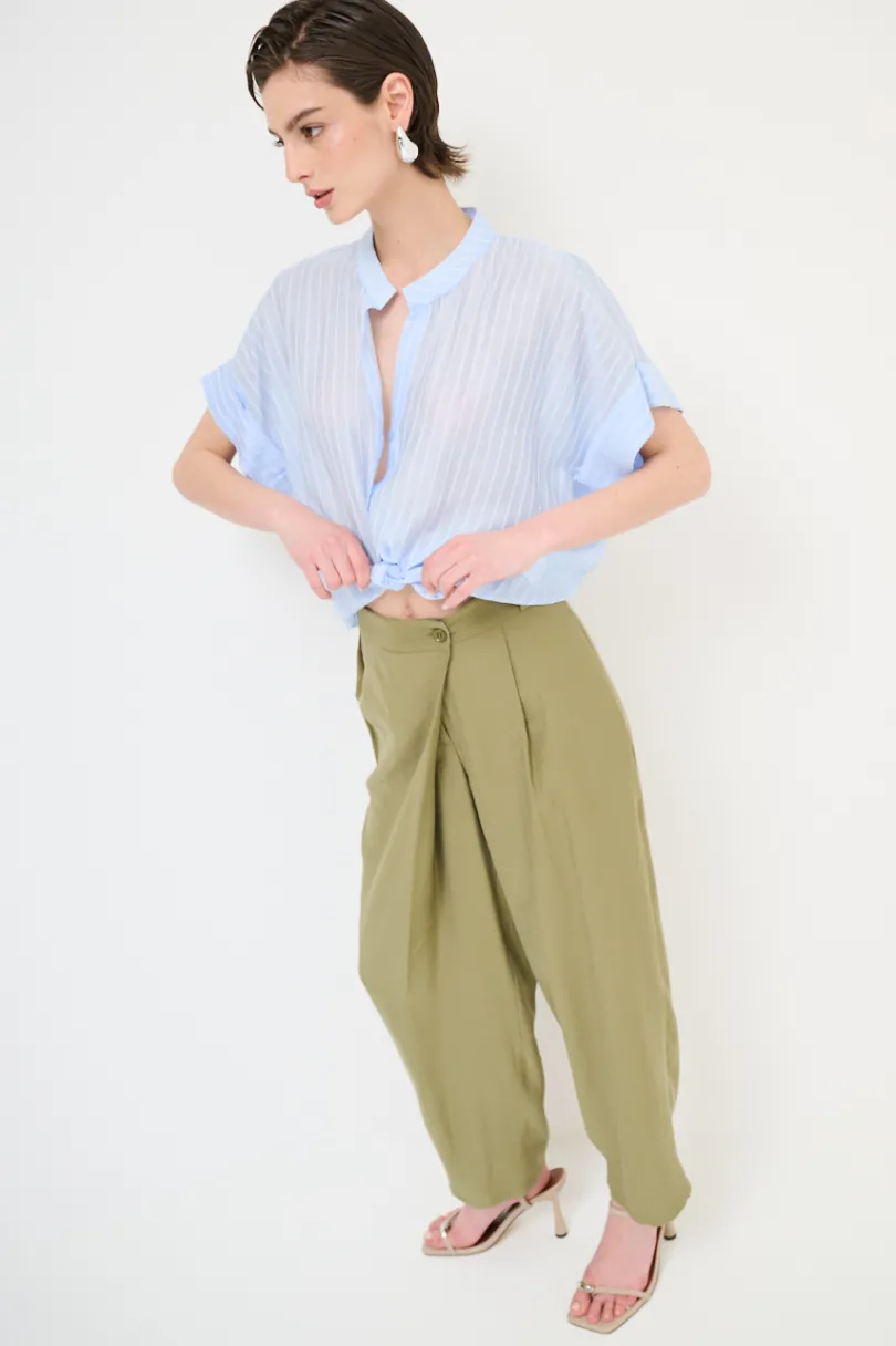 Online KIKISIX CAMICIA VOILE CON NODO RIGA CELESTE