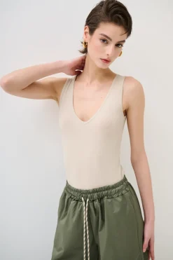 Online KIKISIX CANOTTA BASICO SETA A COSTE BEIGE