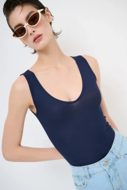 Best KIKISIX CANOTTA BASICO SETA A COSTE BLU