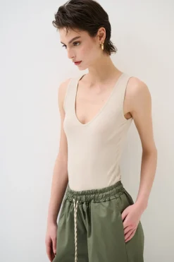 Online KIKISIX CANOTTA BASICO SETA A COSTE BEIGE