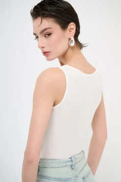 Fashion KIKISIX CANOTTA BASICO SETA A COSTE PANNA