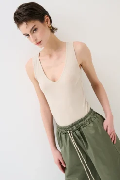 Online KIKISIX CANOTTA BASICO SETA A COSTE BEIGE