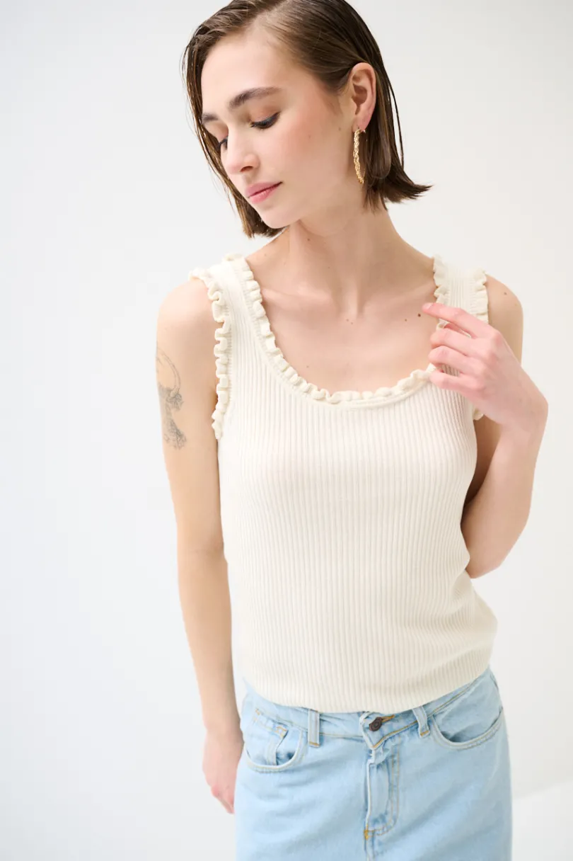 Clearance KIKISIX CANOTTA MAGLIA CON ROUCHES BURRO