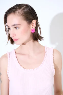 Sale KIKISIX CANOTTA MAGLIA CON ROUCHES ROSA