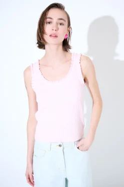 Sale KIKISIX CANOTTA MAGLIA CON ROUCHES ROSA