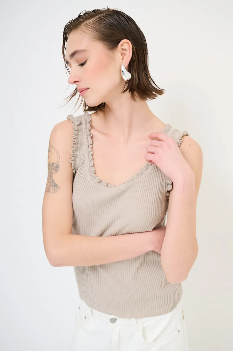 Sale KIKISIX CANOTTA MAGLIA CON ROUCHES CACHEMIRE