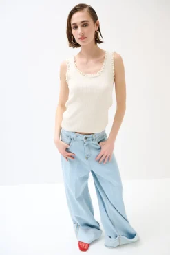 Clearance KIKISIX CANOTTA MAGLIA CON ROUCHES BURRO