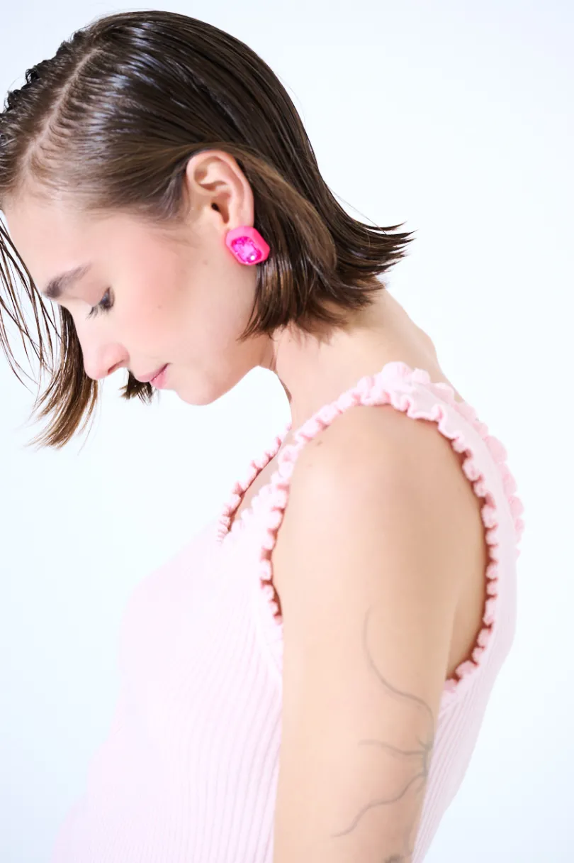 Sale KIKISIX CANOTTA MAGLIA CON ROUCHES ROSA