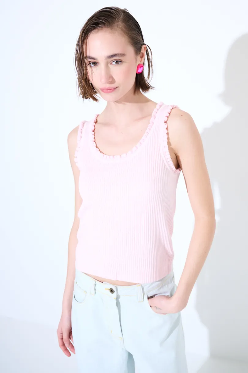 Sale KIKISIX CANOTTA MAGLIA CON ROUCHES ROSA