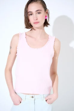 Sale KIKISIX CANOTTA MAGLIA CON ROUCHES ROSA