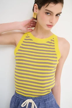 Clearance KIKISIX CANOTTA MAGLIA RIGA GIALLO