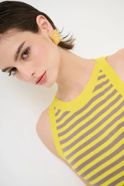 Clearance KIKISIX CANOTTA MAGLIA RIGA GIALLO