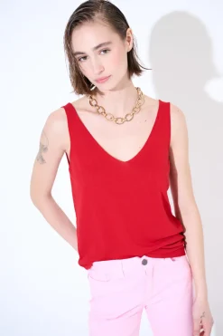 Best KIKISIX CANOTTA MAGLIA SPALLINI SOTTILI ROSSO