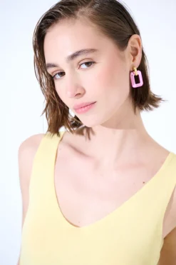 Outlet KIKISIX CANOTTA MAGLIA SPALLINI SOTTILI GIALLO