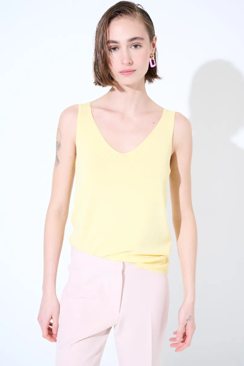 Outlet KIKISIX CANOTTA MAGLIA SPALLINI SOTTILI GIALLO