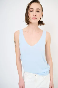 Fashion KIKISIX CANOTTA MAGLIA SPALLINI SOTTILI ACQUA