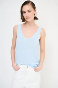 Fashion KIKISIX CANOTTA MAGLIA SPALLINI SOTTILI ACQUA