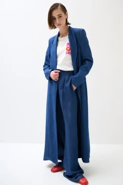 Hot KIKISIX CAPPOTTO LUNGO DENIM TASCHE DOPPIO FILETTO 1 BOTTON JEANS