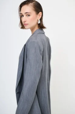 Online KIKISIX CAPPOTTO LUNGO DENIM TASCHE DOPPIO FILETTO 1 BOTTON GRIGIO