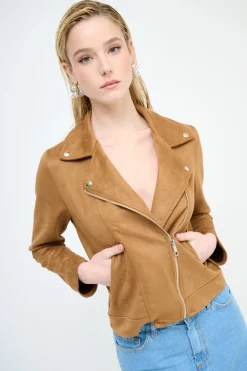 Best KIKISIX CHIODO SLIM DAINETTO TABACCO