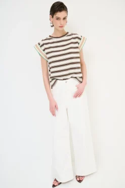 Outlet KIKISIX CROP TOP RIGA MANICA COSTINA MORO