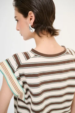 Outlet KIKISIX CROP TOP RIGA MANICA COSTINA MORO