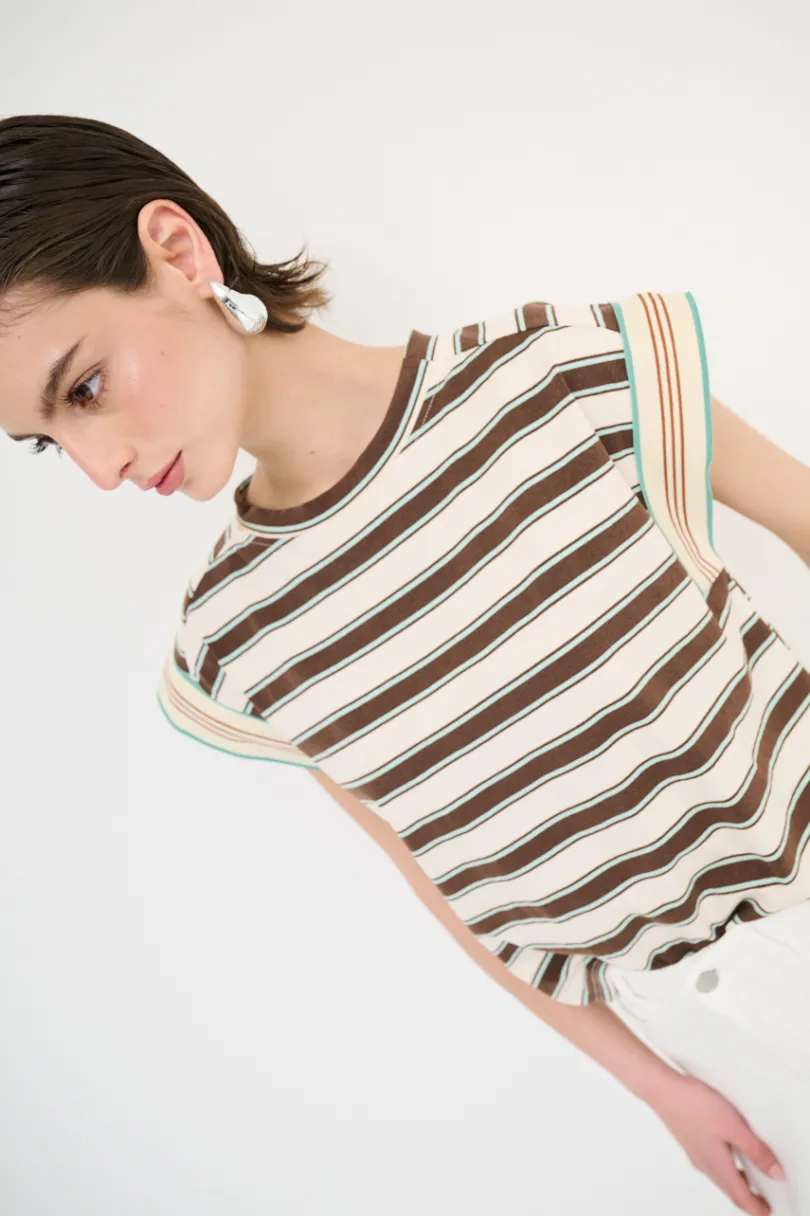 Outlet KIKISIX CROP TOP RIGA MANICA COSTINA MORO