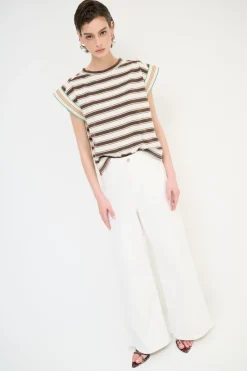 Outlet KIKISIX CROP TOP RIGA MANICA COSTINA MORO