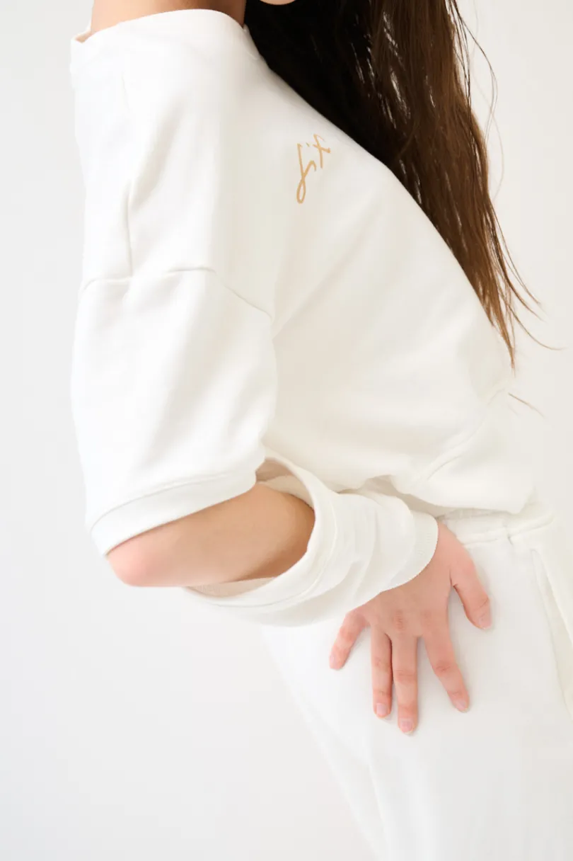 Best KIKISIX FELPA CUT-OUT MANICA STAMPA PANNA