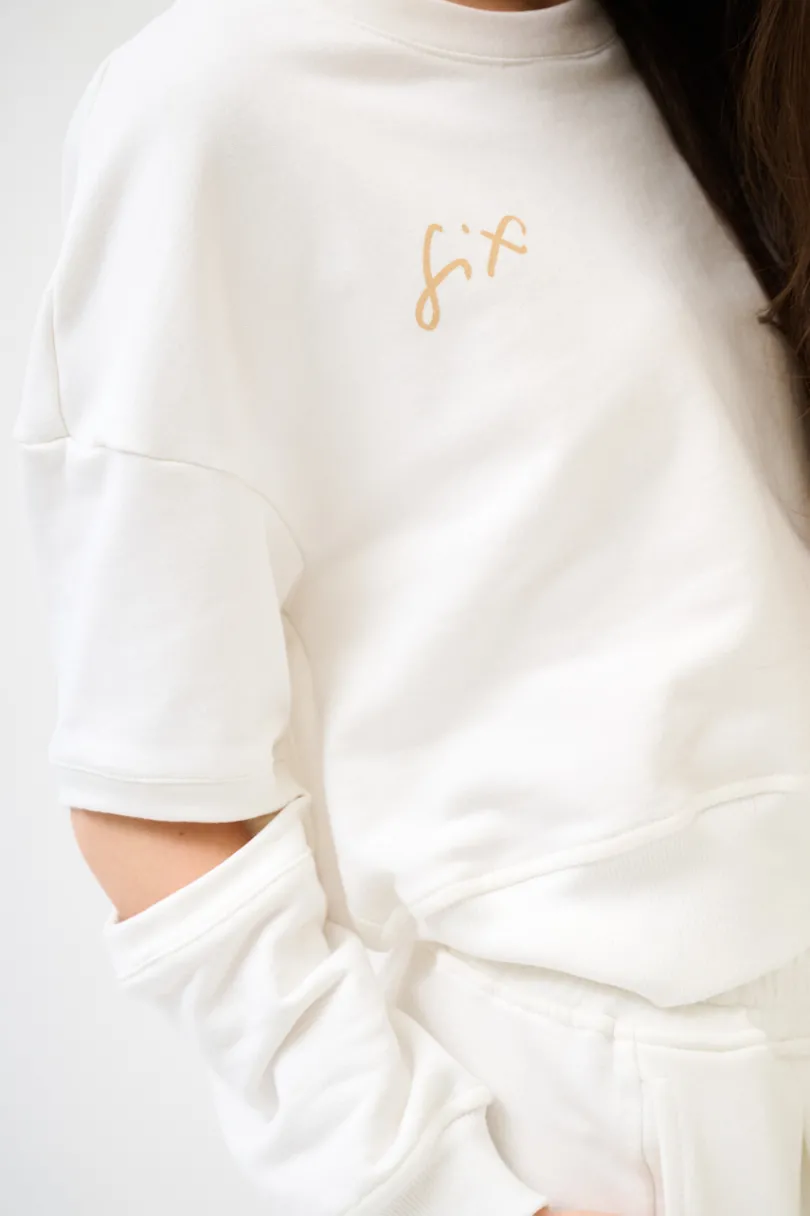 Best KIKISIX FELPA CUT-OUT MANICA STAMPA PANNA