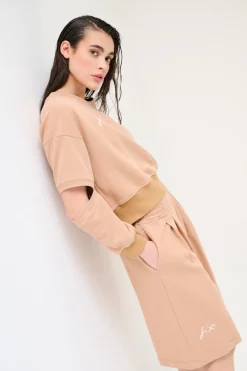 Online KIKISIX FELPA CUT-OUT MANICA STAMPA MOCHA