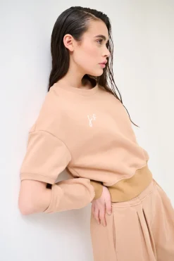 Online KIKISIX FELPA CUT-OUT MANICA STAMPA MOCHA